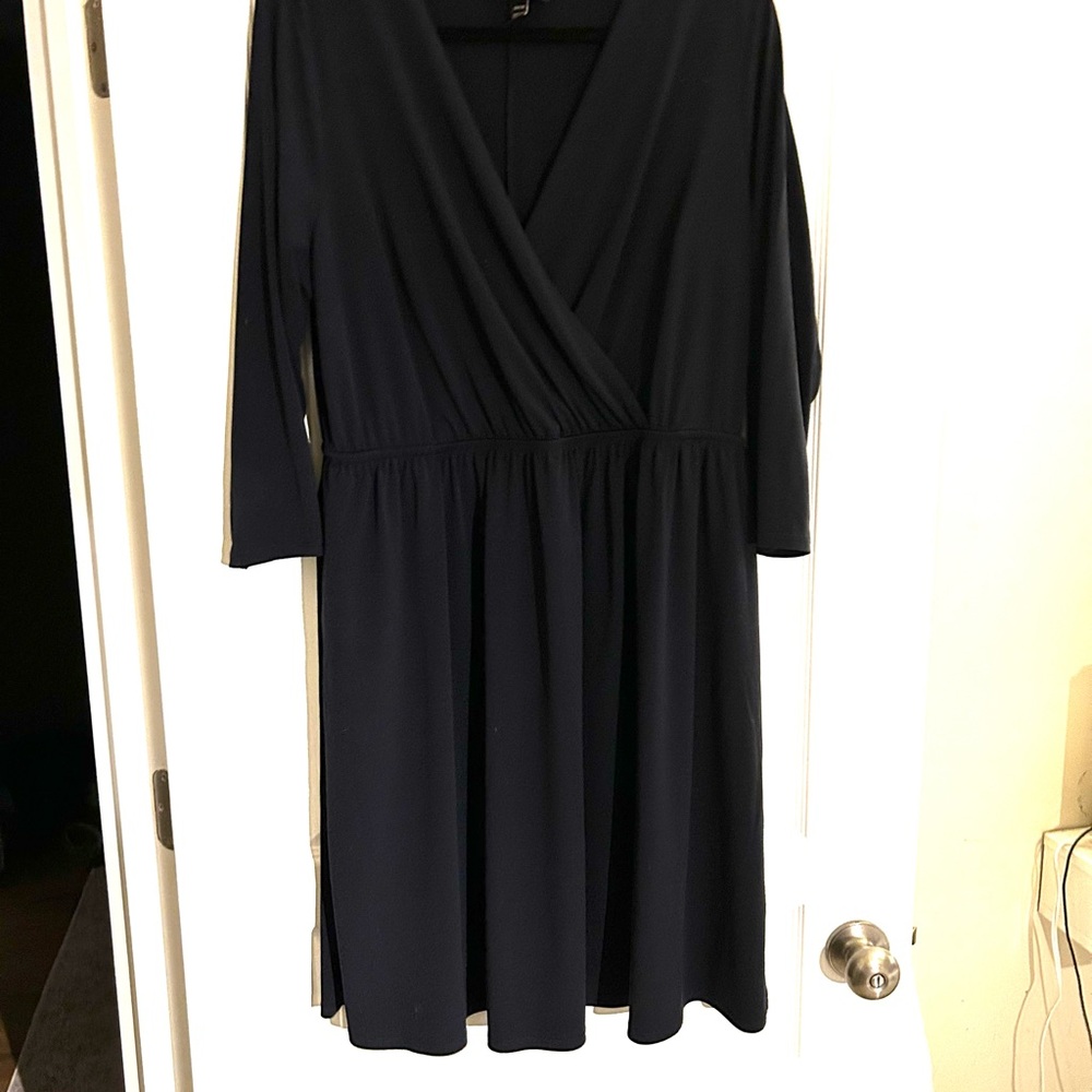Lane Bryant Navy Long-Sleeve Wrap Dress